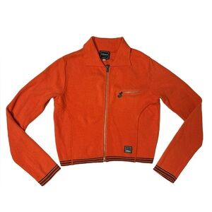 Versace | Vintage 90’s Y2K Versace Jeans Collection Knit Zip Jacket in Orange S